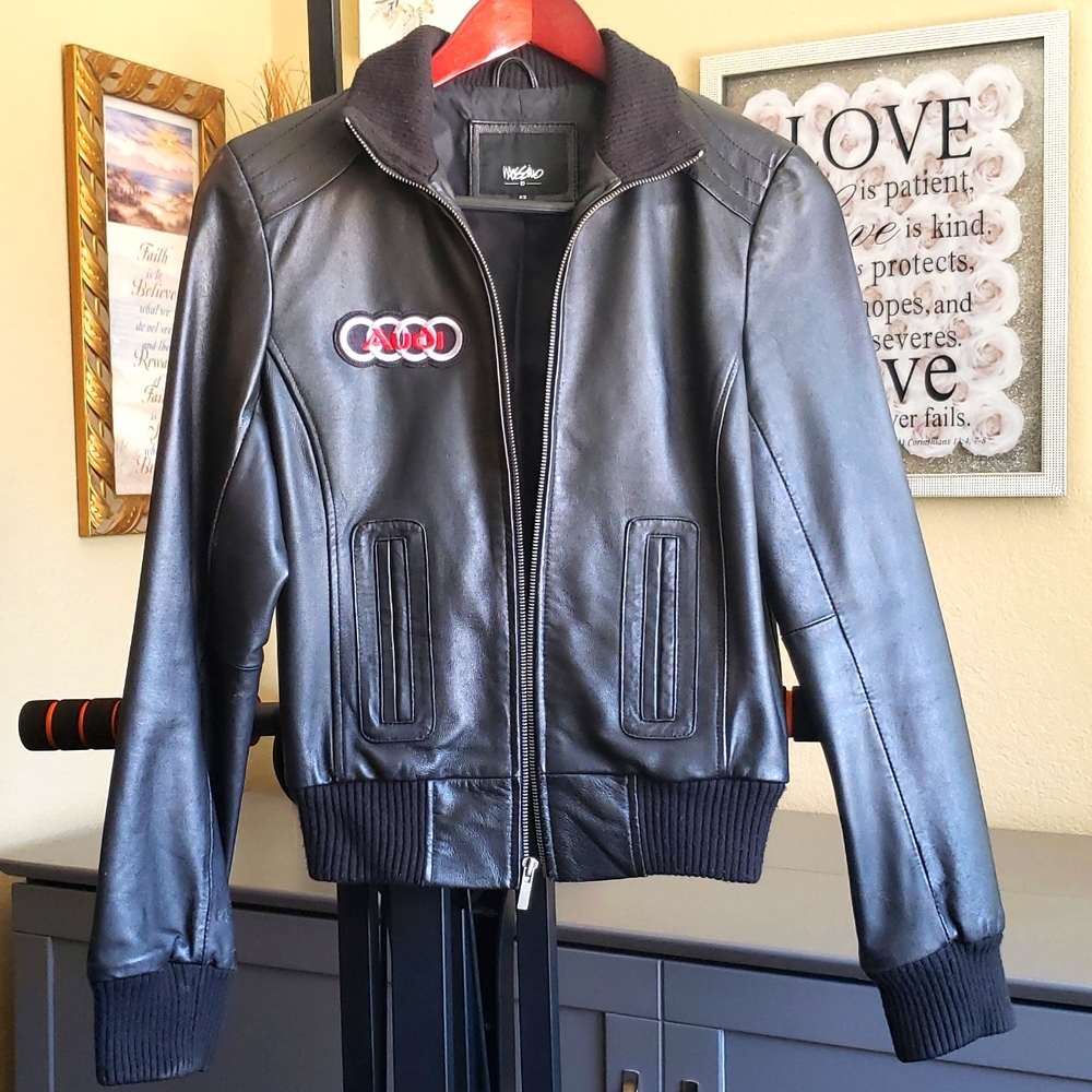 Mossimo Custom Audi Distressed Leather Jacket -Blk